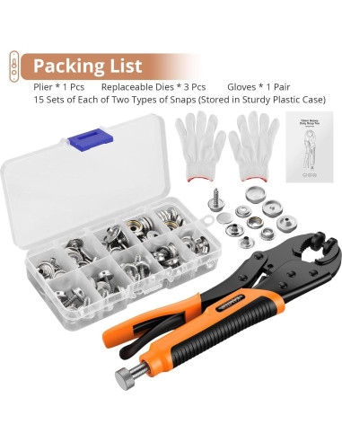 Kit de Herramientas para Broches Kamtop - Alicates Ajustables y 30 Broches