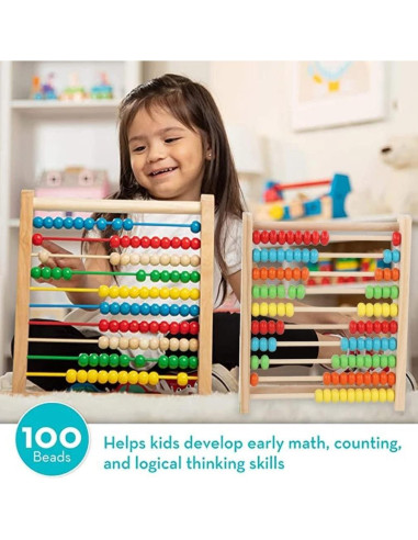Ábaco de Madera Tvoip para Niños 100 Bolas y Palitos de Conteo