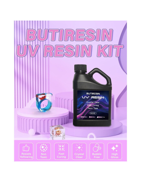 Resina UV 1000g ButiResin - Cristalina, Curado Rápido, Baja Viscosidad Resina UV 1000g ButiResin - Cristalina, Curado Rápido, Baja Viscosidad
