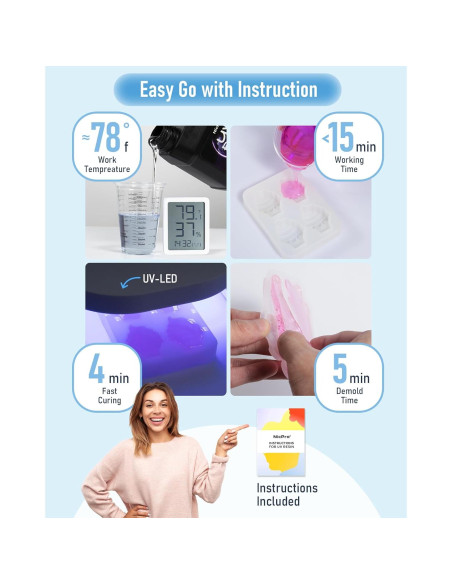 Resina UV 1000g Nicpro - Pegamento Epóxico Cristalino Bajo Olor Resina UV 1000g Nicpro - Pegamento Epóxico Cristalino Bajo Olor