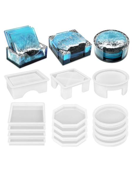 Set de 8 Moldes de Silicona para Posavasos ResinWorld Set de 8 Moldes de Silicona para Posavasos ResinWorld