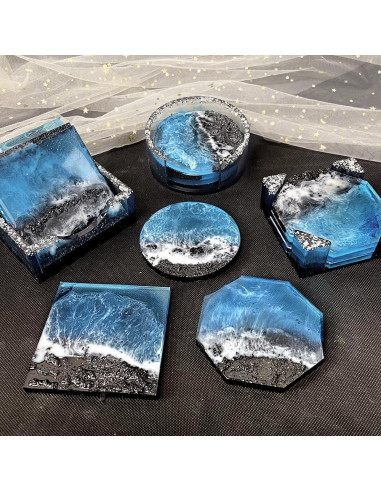 Set de 8 Moldes de Silicona para Posavasos ResinWorld