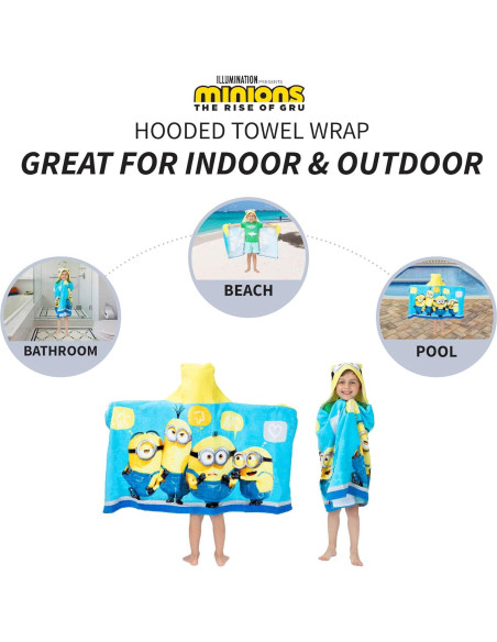 Toalla con Capucha de Algodón Minions Franco Kids 61x127cm Toalla con Capucha de Algodón Minions Franco Kids 61x127cm