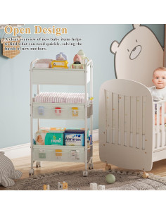 Carro Organizador de Pañales Cidaziya 3 Niveles Blanco 2