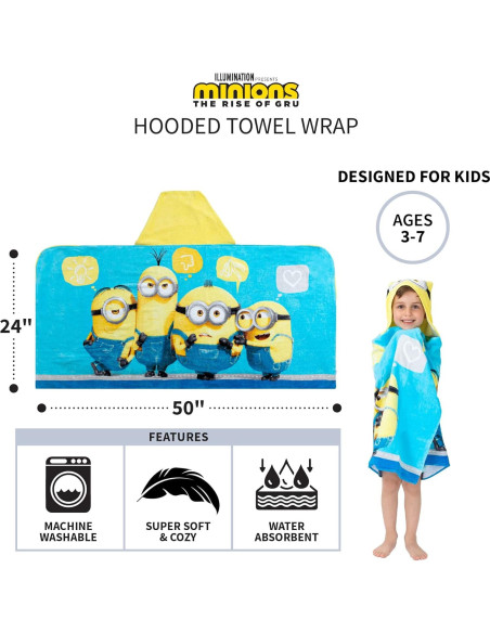Toalla con Capucha de Algodón Minions Franco Kids 61x127cm Toalla con Capucha de Algodón Minions Franco Kids 61x127cm