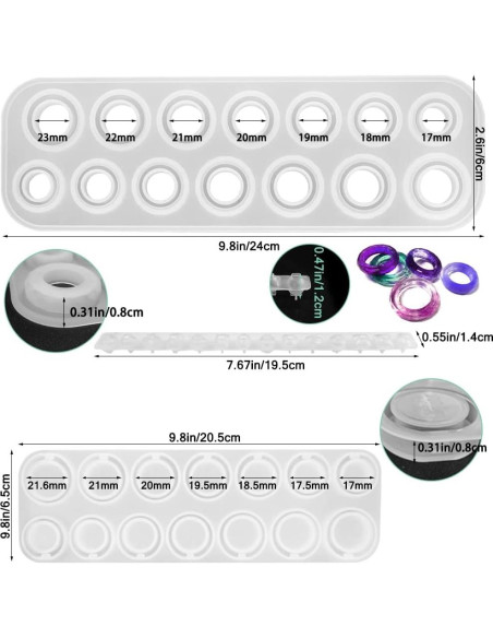 Molde de Anillo de Resina Epóxica SENHAI - 3 Piezas, Silicona Molde de Anillo de Resina Epóxica SENHAI - 3 Piezas, Silicona