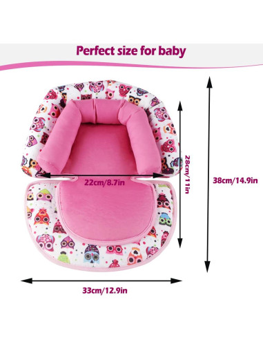KAKIBLIN Almohada Soporte Cabeza Bebé Auto Rosa 41x37x7cm