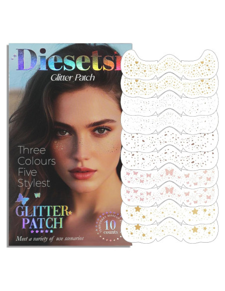 Tatuajes Temporales de Pecas Brillantes Diesetsr - 10 Piezas Tatuajes Temporales de Pecas Brillantes Diesetsr - 10 Piezas