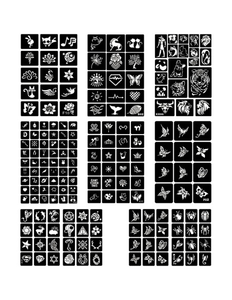Kit de Plantillas de Tatuajes Temporales ChurlChurl 20 Hojas A4 Kit de Plantillas de Tatuajes Temporales ChurlChurl 20 Hojas A4