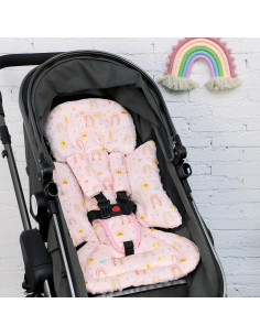 Inserto para Asiento de Auto Bebé CARUILI Arcoíris Rosa 63.5x27.9cm 2