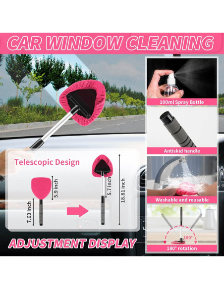Kit de Limpieza Interior de Coche HORDALOR Rosa 16 Piezas Kit de Limpieza Interior de Coche HORDALOR Rosa 16 Piezas