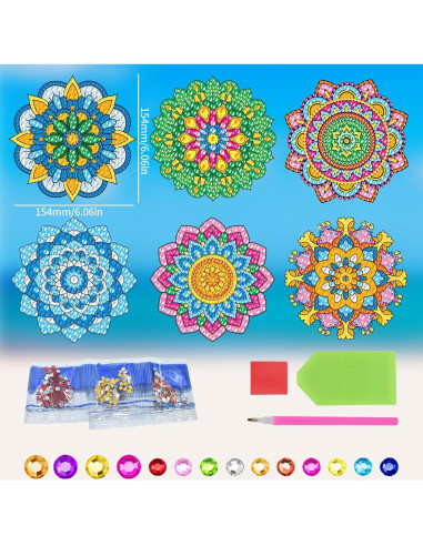 Kit de Arte de Diamante ACSAUMMY 6pcs Mandala para Ventanas
