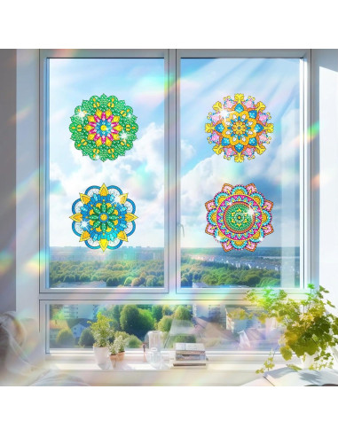Kit de Arte de Diamante ACSAUMMY 6pcs Mandala para Ventanas