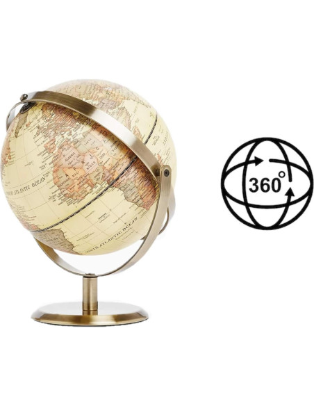 Globo Terráqueo Antiguo Annova 20cm con Base de Metal Bronce Globo Terráqueo Antiguo Annova 20cm con Base de Metal Bronce