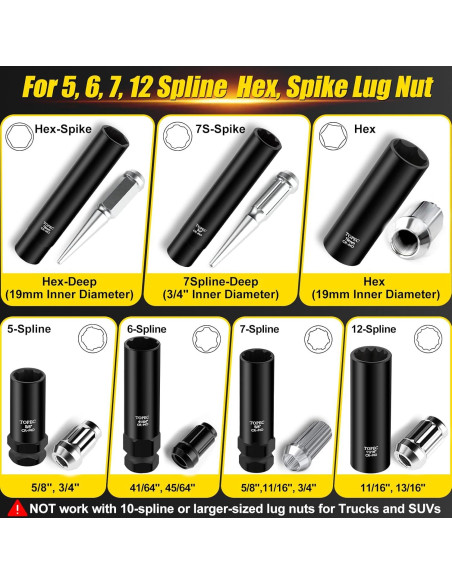 Conjunto de 12 Piezas de Llave de Tuerca de Spline Topec Conjunto de 12 Piezas de Llave de Tuerca de Spline Topec
