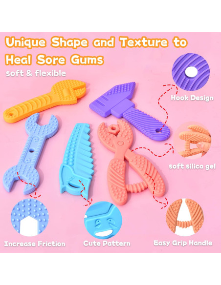 Set de Juguetes de Dentición Mgtfbg 5-Pack Silicona Libre BPA Set de Juguetes de Dentición Mgtfbg 5-Pack Silicona Libre BPA