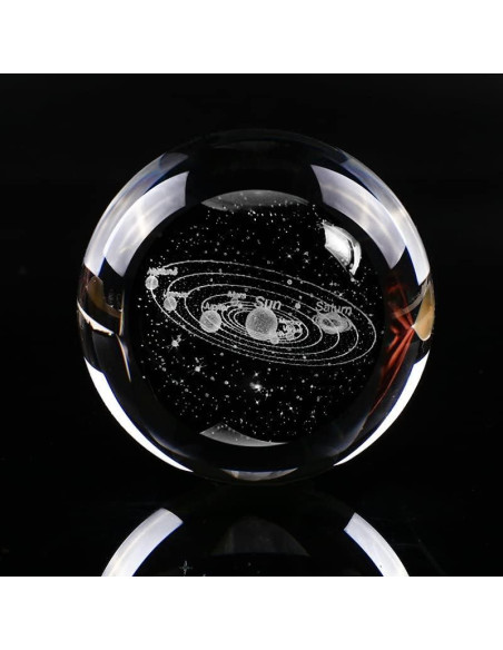 Bola de Cristal 3D Sistema Solar Qianwei con Base LED 40mm Bola de Cristal 3D Sistema Solar Qianwei con Base LED 40mm