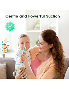 Aspirador Nasal Eléctrico Hihened Verde con 3 Puntas Silicona 2