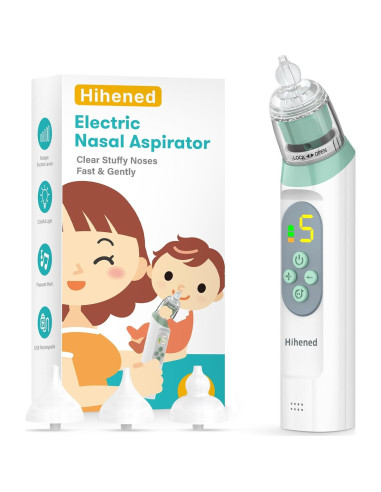 Aspirador Nasal Eléctrico Hihened Verde con 3 Puntas Silicona
