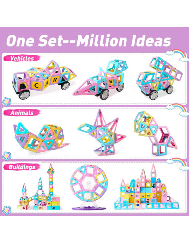 MAGBLOCK Juego de Bloques Magnéticos 103pcs para Niños 3+