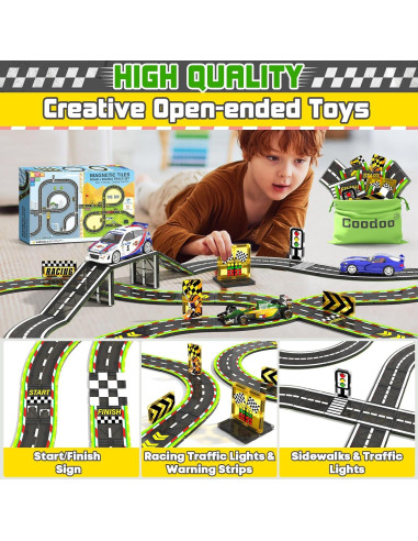 Conjunto de Pista de Carreras Coodoo 24PCS - Azulejos Magnéticos