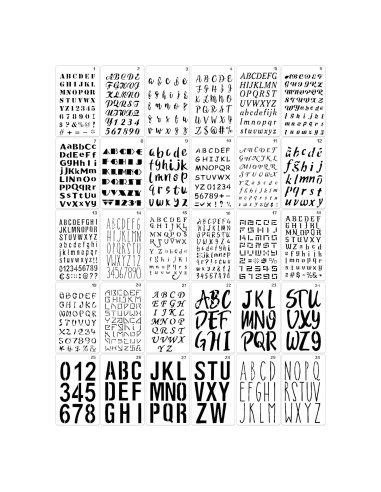30 Plantillas de Letras y Números Reutilizables Tenare 10x17 cm