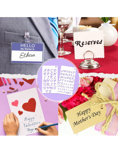 30 Plantillas de Letras y Números Reutilizables Tenare 10x17 cm