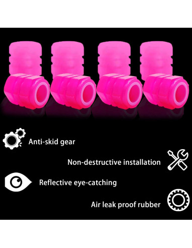 8 Tapones de Válvula de Neumático OSIFIT Luminosa Rosa