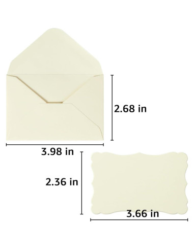 Paquete de 100 Mini Sobres Crema con Tarjetas de Visita Toperd