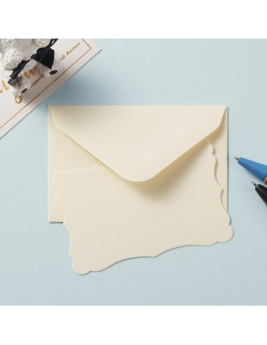 Paquete de 100 Mini Sobres Crema con Tarjetas de Visita Toperd