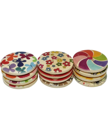 50 Piezas Botones de Madera Redondos 30mm HDST-HOME DIY 50 Piezas Botones de Madera Redondos 30mm HDST-HOME DIY