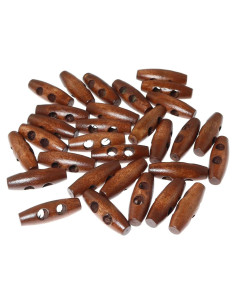 Botones de Madera RLECS 30 Piezas Ovalados 3cm Marrón
