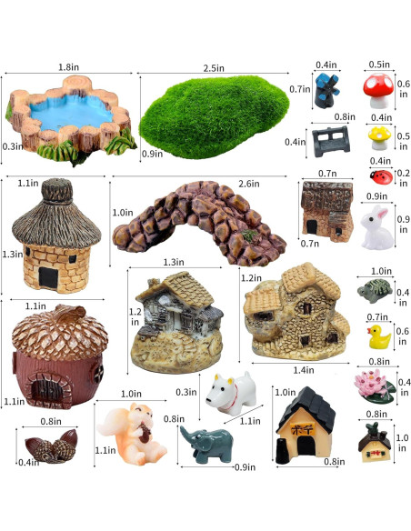 Kit 96 Figuras Miniatura Jardín de Hadas Resina RFSRZ Kit 96 Figuras Miniatura Jardín de Hadas Resina RFSRZ