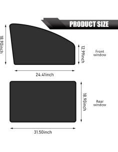 Protector Solar para Ventanas de Auto Yumfugu 4 PCS Negro 2