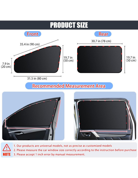 Cortinas Magnéticas para Ventanas de Auto ZATOOTO - 4 Piezas 99% Bloqueo UV Cortinas Magnéticas para Ventanas de Auto ZATOOTO - 4 Piezas 99% Bloqueo UV