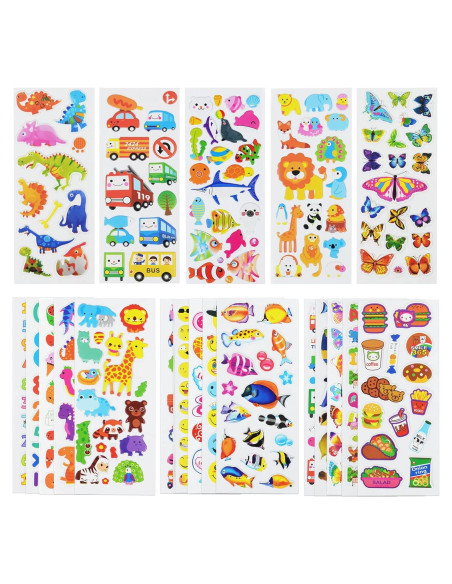 Stickers 3D Esponjosos DaiUni 24 Hojas para Niños Creativos Stickers 3D Esponjosos DaiUni 24 Hojas para Niños Creativos