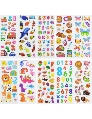 Stickers 3D Esponjosos DaiUni 24 Hojas para Niños Creativos