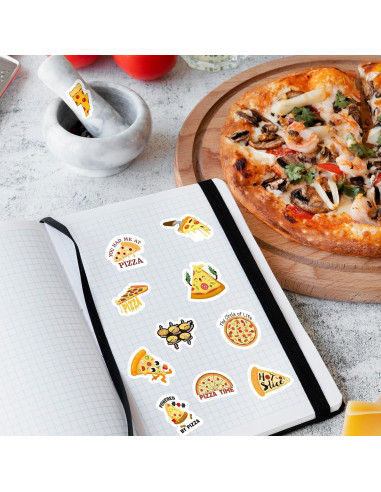 Haooryx Rollo de Pegatinas de Pizza - 1000 Piezas Reutilizables