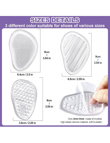 Almohadillas Metatarsales de Gel Mickee - 3 Pares Antideslizantes