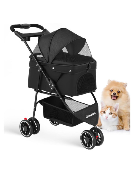 Carrito para Mascotas Chihuahua Negro 3 Ruedas Plegable Carrito para Mascotas Chihuahua Negro 3 Ruedas Plegable