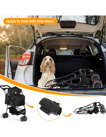 Carrito para Mascotas Chihuahua Negro 3 Ruedas Plegable Carrito para Mascotas Chihuahua Negro 3 Ruedas Plegable