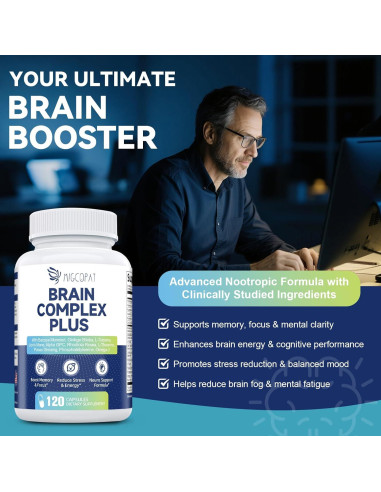 Suplemento Nootrópico Migcopat 120 Cápsulas - Memoria y Enfoque