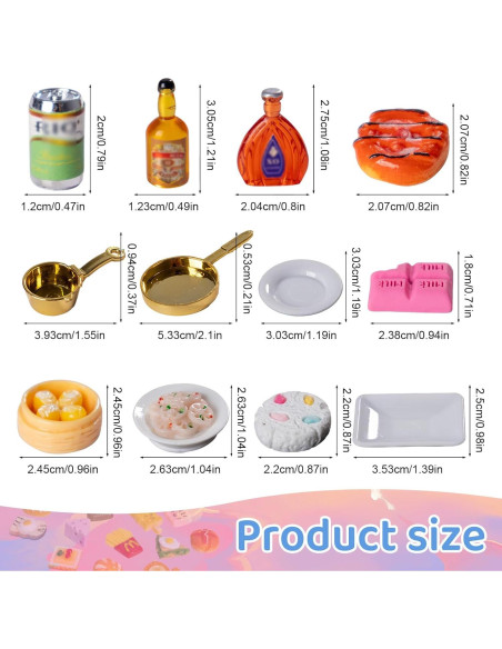 155 Piezas Mini Comida y Bebidas Juguete Accesorios Resina 155 Piezas Mini Comida y Bebidas Juguete Accesorios Resina