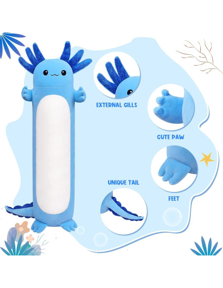 Almohada de Peluche Axolote 90 cm Azul Comienzo Auspicioso Almohada de Peluche Axolote 90 cm Azul Comienzo Auspicioso
