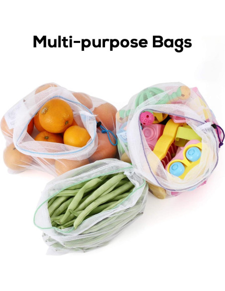 Bolsas de Malla Reutilizables SPLF 12 Pcs para Alimentos Bolsas de Malla Reutilizables SPLF 12 Pcs para Alimentos