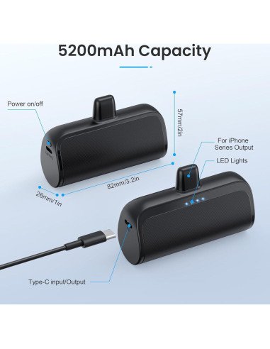 Cargador Portátil 5200mAh Lanluk para iPhone - Ultra-Compacto