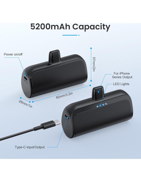 Cargador Portátil 5200mAh Lanluk para iPhone - Ultra-Compacto Cargador Portátil 5200mAh Lanluk para iPhone - Ultra-Compacto
