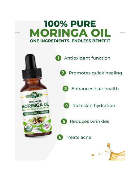Aceite de Semilla de Moringa Orgánico Pura Vida 60 ml - Piel y Cabello Aceite de Semilla de Moringa Orgánico Pura Vida 60 ml - Piel y Cabello