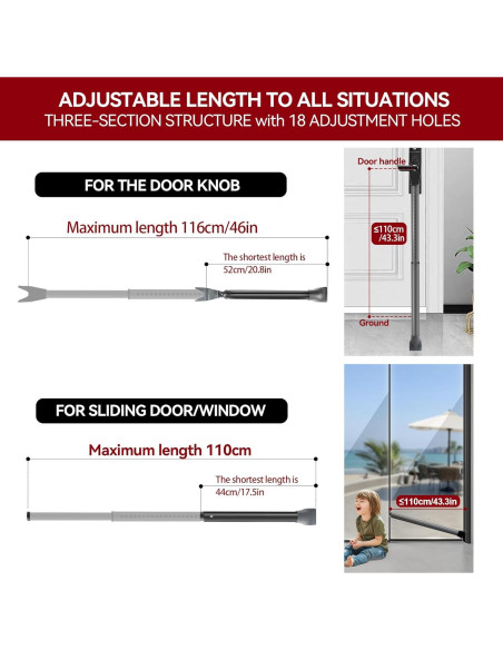 Barra de Seguridad para Puerta AceMining Ajustable 53-117 cm Gris Barra de Seguridad para Puerta AceMining Ajustable 53-117 cm Gris