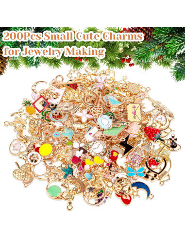 Kit de 200 Charms de Metal Mezclados Acejoz para Joyería DIY